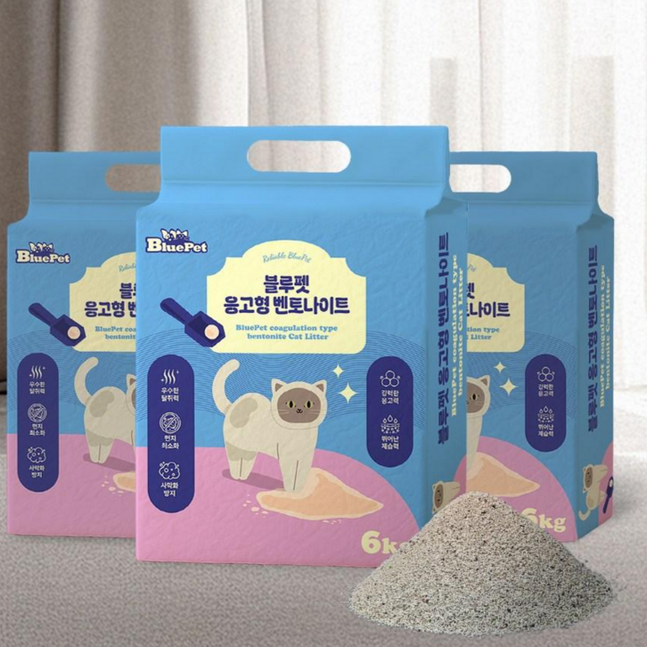블루펫 먼지없는 고양이모래 벤토나이트 응고력 좋은 대용량