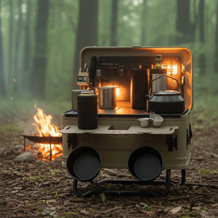 아필 강화 알루미늄 택티컬 멀티 수납 감성 캠핑박스 30L 베이지, 단품