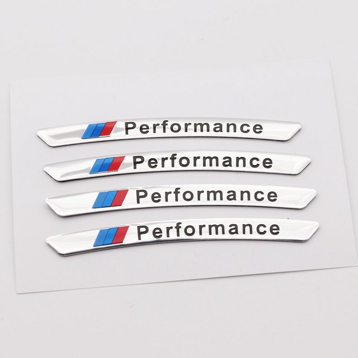 알루미늄 스크래치 기스 보수 휠가드 포인트 휠 스티커 벤츠 BMW 아우디 4PC 세트, 1세트, M 퍼포먼스 은색