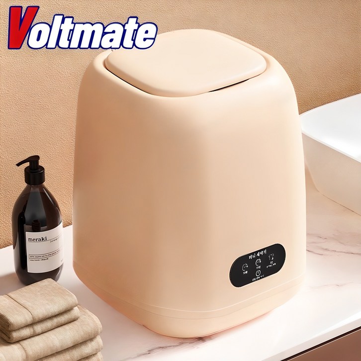 [국내발송] VoltMate 미니 세탁기 한글 설명서 가짐 다양한 세탁 시간 선택 가능 9L 가정용 대형, 미니세탁기 A9, 베이지