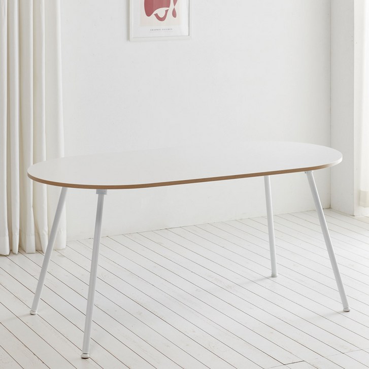 스칸디무드 쿠크 타원형 46인용 식탁 테이블 1600 x 800 mm, 화이트 스칸디무드 쿠크 타원형 46인용 식탁 테이블 1600 x 800 mm, 화이트