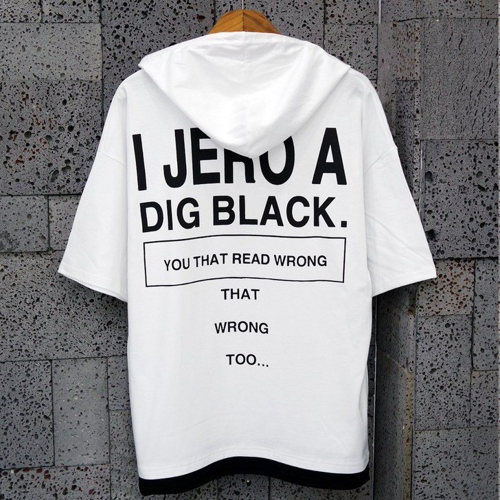 아이야남자후드오버핏여름신상반팔 남자반팔후드 JERO