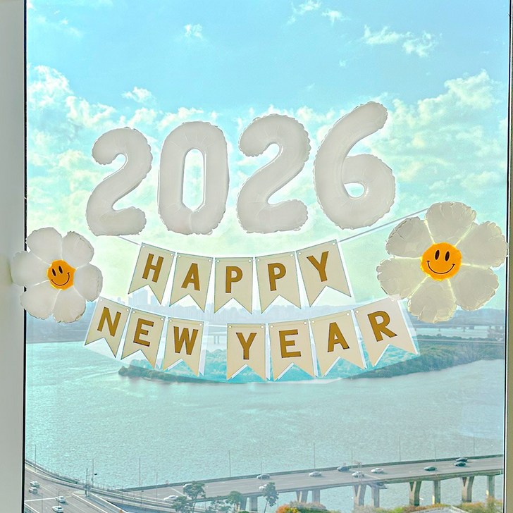 연말 파티 용품 풍선 은박 용품 신년 새해 해피뉴이어 숫자 알파벳 소품