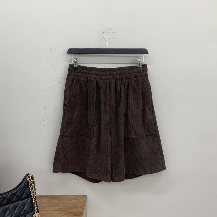 행복여 오버 코듀로이 포켓 5부 버뮤다 밴딩 반바지