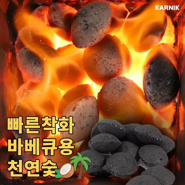 카르닉 코코넛 바베큐숯 조개탄 빠른착화, 1개 카르닉 코코넛 바베큐숯 조개탄 빠른착화, 1개