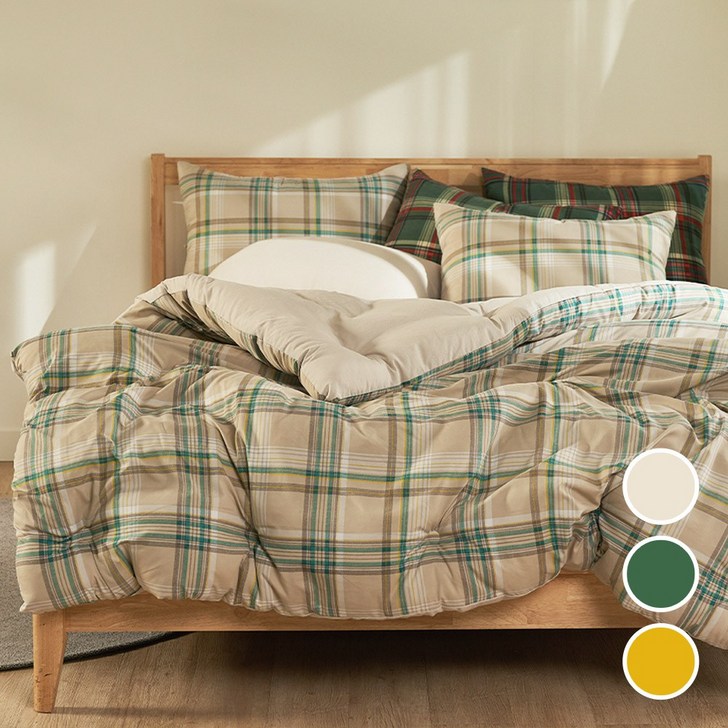 수젠하우스 빈티지 체크 마이크로워셔 이불 패드 베개커버 세트 국내생산