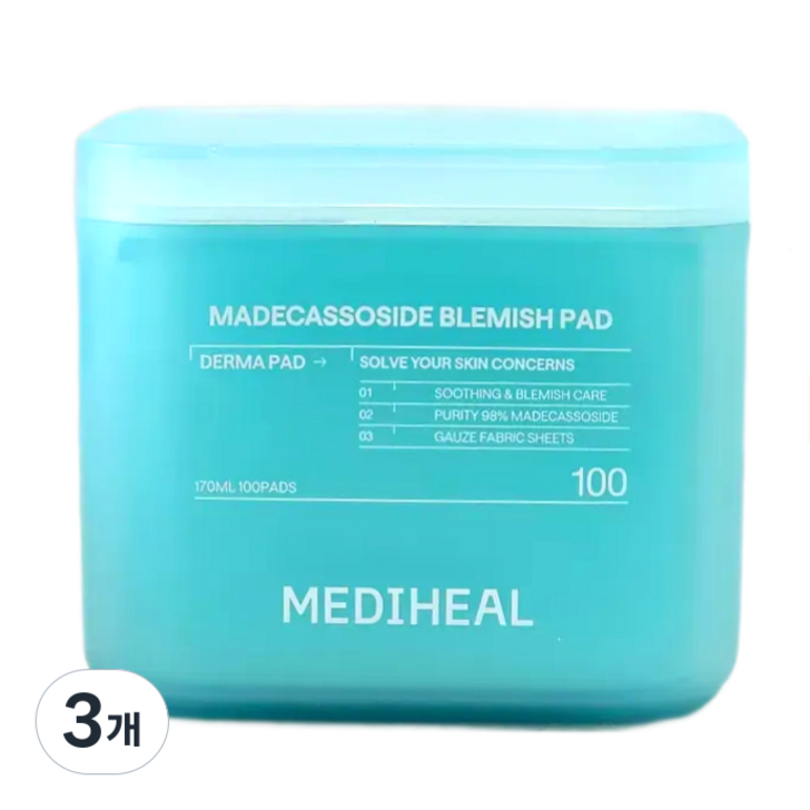 2세대 메디힐 마데카소사이드 흔적 토너 더마 패드, 3개, 100매입