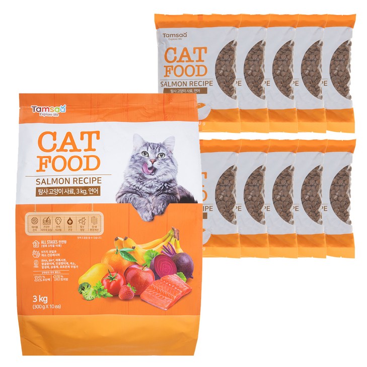 탐사 고양이 사료 연어, 3kg, 1개 탐사 고양이 사료 연어, 3kg, 1개