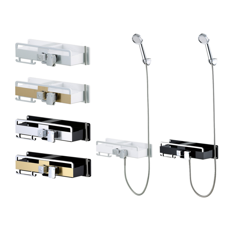 바스럽 국산 심플 무타공 선반형 샤워기 설치 영상 포함, 화이트, 1개