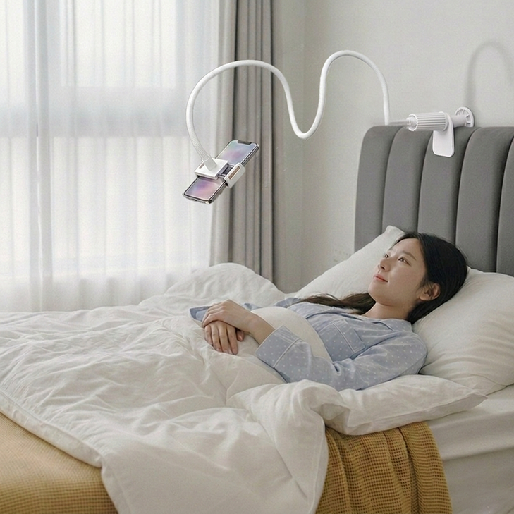 두손프리 휴대폰 태블릿 침대 자바라 거치대