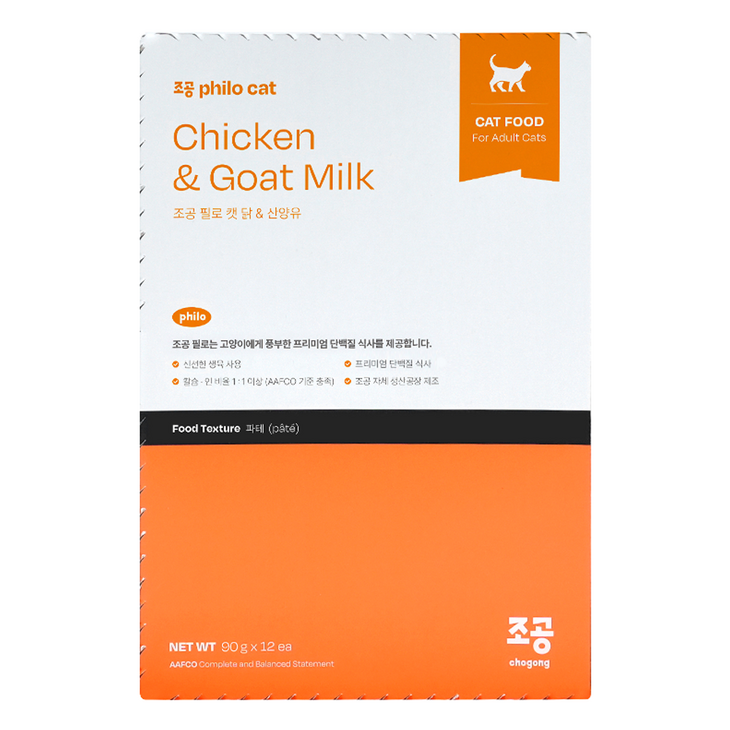 조공 성묘용 필로캣 고양이 습식사료, 닭산양유, 90g, 12개 조공 성묘용 필로캣 고양이 습식사료, 닭산양유, 90g, 12개