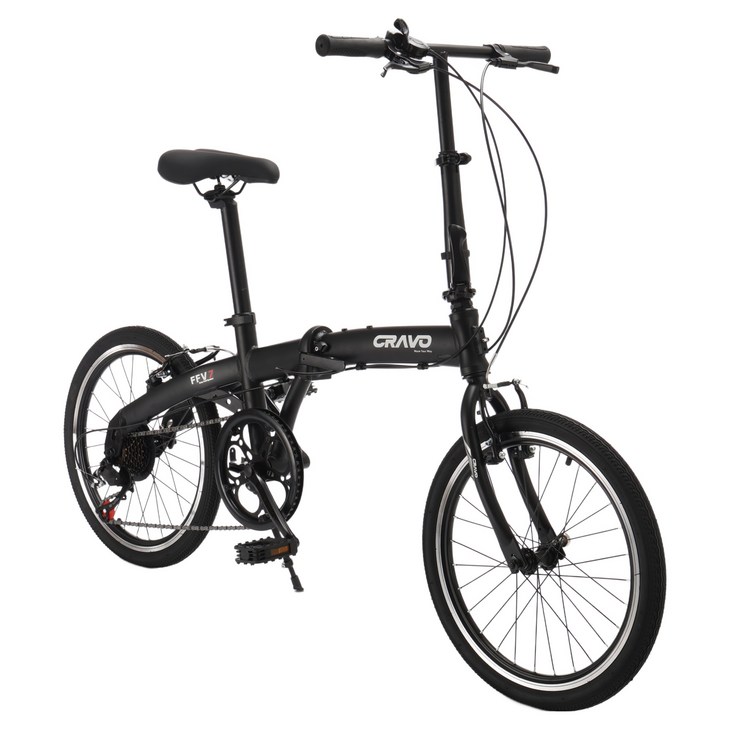 크라보 FFV7 미니벨로 시마노 7단 접이식 자전거, 매트 블랙, 153cm, 1개