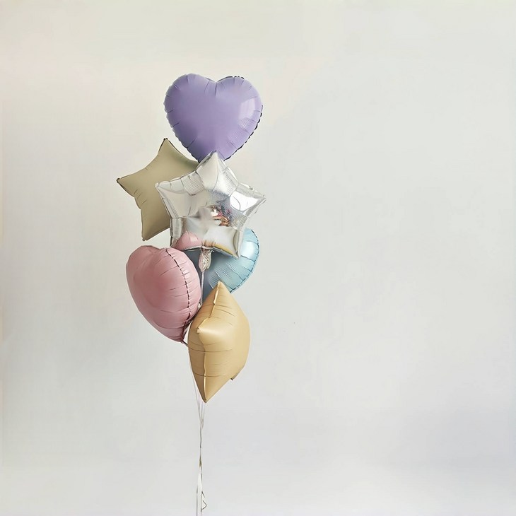 CEUQIESO 18인치45cm 하트 별 풍선 리본 세트,생일파티 일반 이벤트 장식 , 총 7개, 3세트