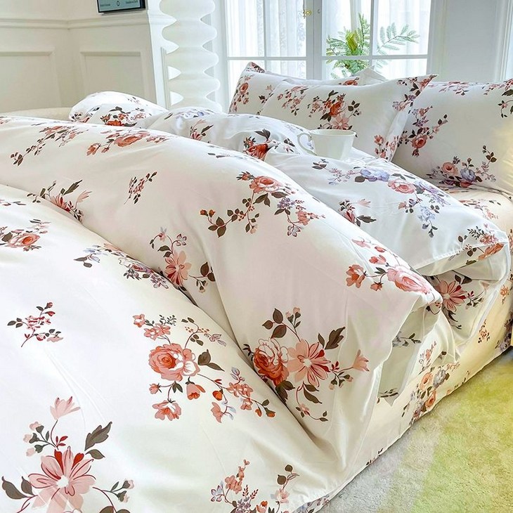 홑이불커버 패턴 작은 100수 고밀도