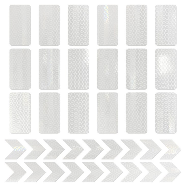 라쿤마켓 다용도 안전 반사 스티커 36매 직사각형 18매화살표 18매 차량용 야간 반사 자전거 화물차 어린이 경고 방수 경고 스티커, 1개, 화이트