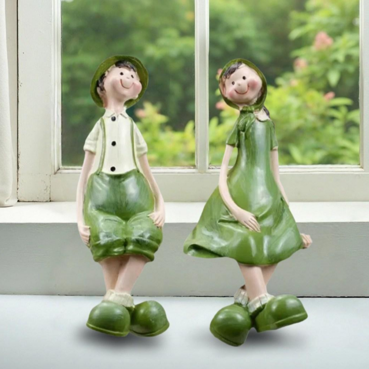젠클로 정원 베란다 꾸미기 남녀 커플 농부 부부 인테리어 소품 조각상 장식품