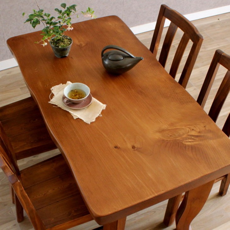 해찬솔 통원목 비담 테이블1350 (4인용식탁 원목테이블)/통원목다리/원목식탁