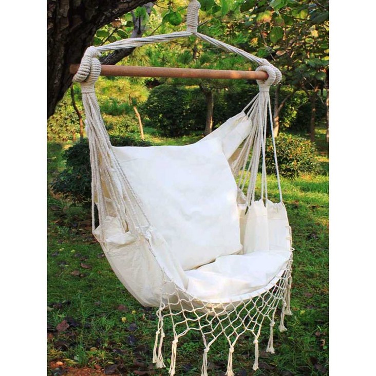 해먹그네 의자 행잉 야외 캔버스 실내, 쿠션 X