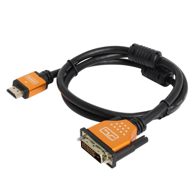 엠비에프 DVI to HDMI 골드 메탈 케이블 MBF-DMHMG010, 1개, 1m - 투데이밈