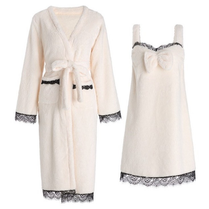 힙앤바디 여성용 나이트 가운  슬림 미니 원피스 세트, 화이트, 1세트