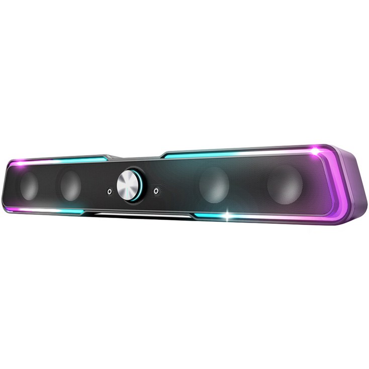 [쿠팡수입] 빅트랙 RGB 레인보우 터치 LED 유선 2채널 PC용 가전디지털 게이밍 사운드바 스피커 - 투데이밈
