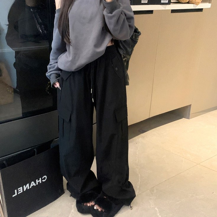 밴딩 스트링 와이드 팬츠 투웨이 여성 조거 바지