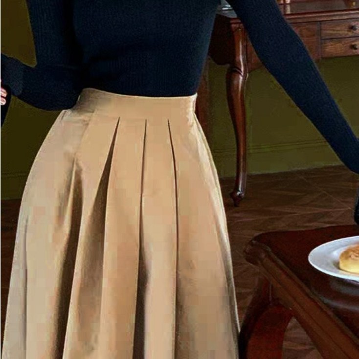 끌리지오 핀턱 플리츠 바스락 가을 롱스커트