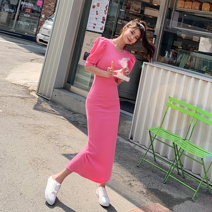 떳다그녀 로베스 퍼프소매 롱원피스