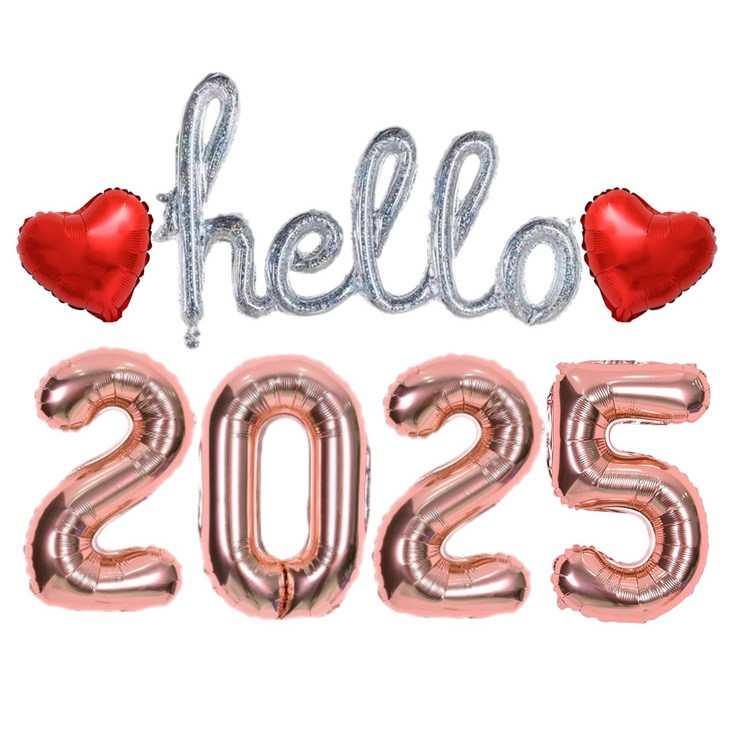 헬로 Hello 2025 새해 풍선세트 신년 파티 용품, 2개