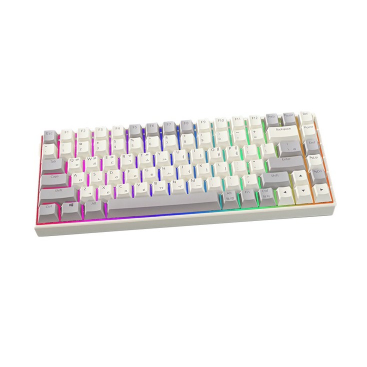 에코비 84키 RGB 레트로 디자인 3모드 유선 무선 블루투스 기계식 키보드, 퍼플축, BKB250116YK84, 베이지