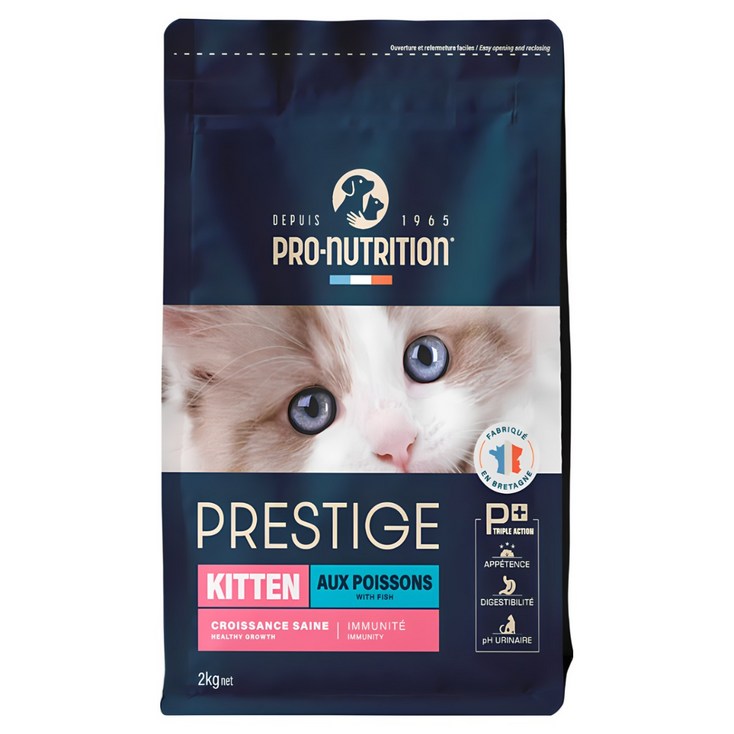 공식수입원 PN 프레스티지 캣 키튼 아기고양이 주식 프랑스 건식 사료 치킨 오리, 흰살생선, 1개, 8kg