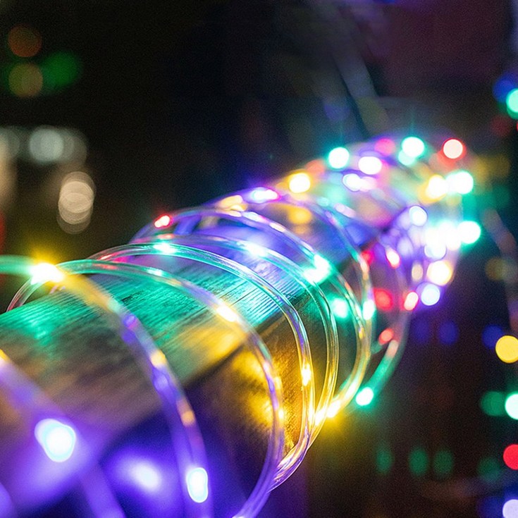 태양광 LED줄조명 호스등 튜브 크리스마스 트리 인테리어 울타리 나무 파티션 루프탑 감성캠핑, 칼라빛태양광형, 1개