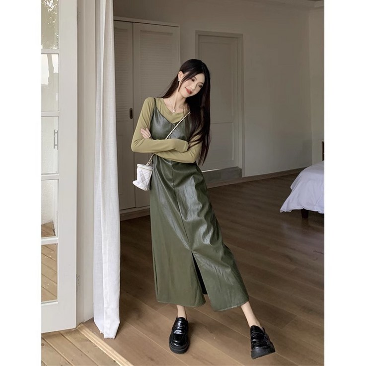 해피유통 여성 레더 나시 원피스 빈티지 허리를 잡아주어 날씬해 보이는 미디 트임 스커트jhw 해피유통 여성 레더 나시 원피스 빈티지 허리를 잡아주어 날씬해 보이는 미디 트임 스커트jhw