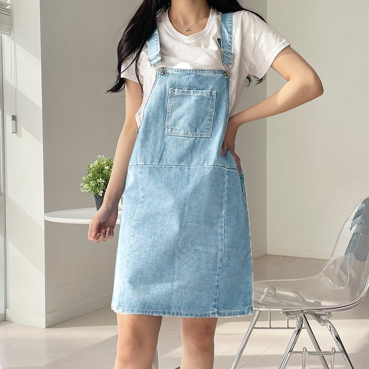 쏘옷 여성용 코차 데님 멜빵 미니 원피스 쏘옷 여성용 코차 데님 멜빵 미니 원피스