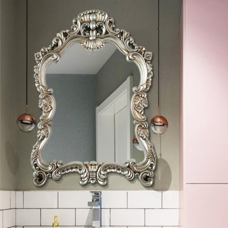 유럽식 빈티지 복고 벽걸이 거울 대형 인테리어 욕실 벽거울 메이크업 뷰티 앤티크 골드 실버, 앤티크 골드77X57