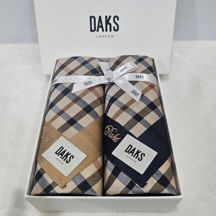 닥스 하우스체크 면 손수건 2종 세트 선물포장 닥스 하우스체크 면 손수건 2종 세트 선물포장