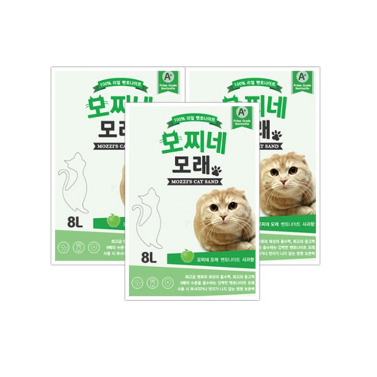 모찌네 고양이 모래, 8L, 3개, 사과향 모찌네 고양이 모래, 8L, 3개, 사과향