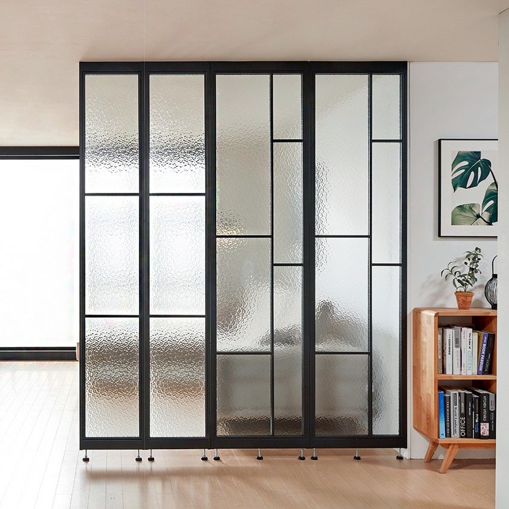 틴우드 가벽 아쿠아유리 철제 파티션, 아쿠아유리 W600 블랙H2200