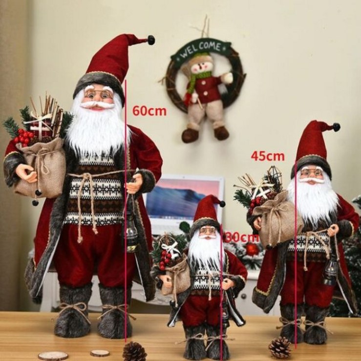 산타할아버지인형 대형산타인형 산타인형 크리스마스소품 산타모형 크리스마스 산타 클로스 장식 큰 45cm/30cm 인형 파티 용품, 어린이 새해 홈 데코 트리 데코레이션