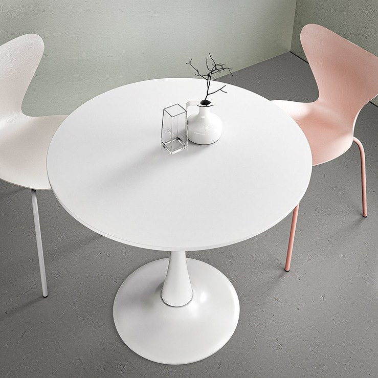 젤러리움 원형 테이블 식탁 카페 화이트 탁자 2인 4인 원반 다리 나무 탁자 티테이블 홈카페