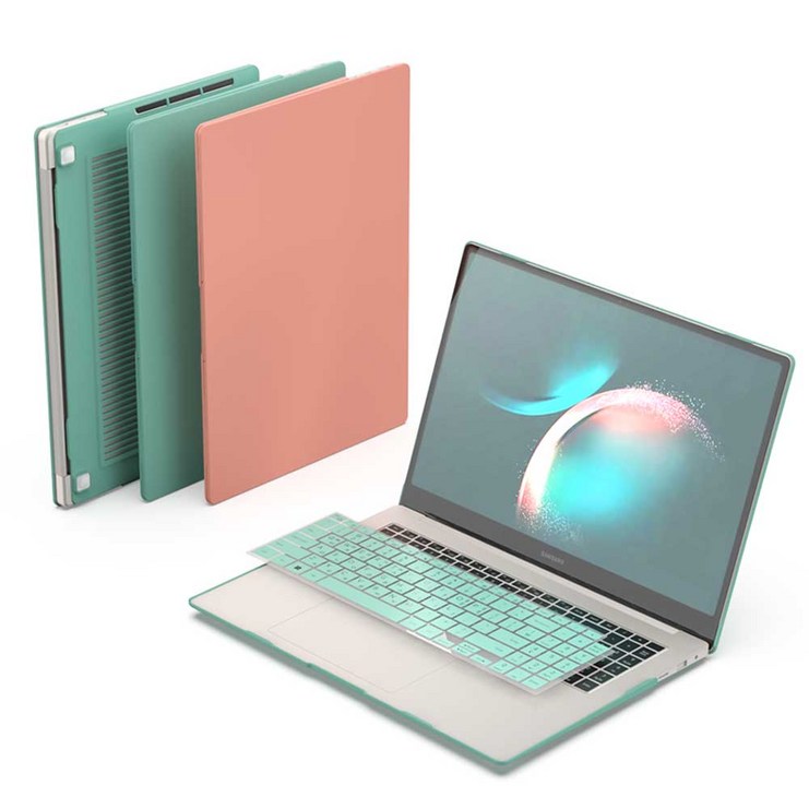 갤럭시북4 프로 투명 파스텔 케이스 하드 16인치 갤럭시북3 공용 키스킨 세트, 핑크