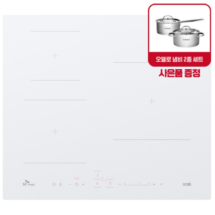 SK매직 3구 빌트인프리스탠딩 3구 유로케라 화이트 인덕션 전기레인지 사은품 냄비세트 무료설치 IHRB32A3