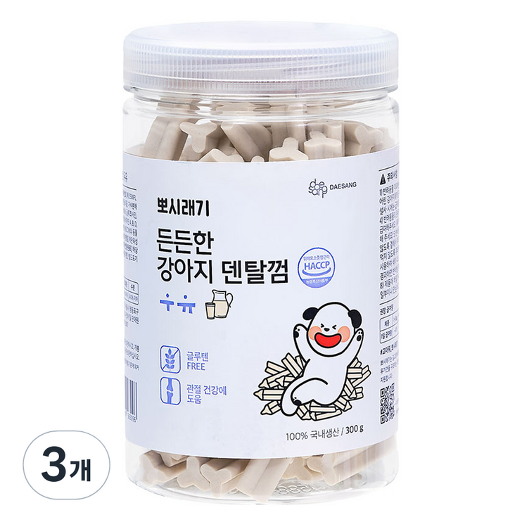 뽀시래기 든든한 강아지 덴탈껌, 우유맛, 300g, 3개 뽀시래기 든든한 강아지 덴탈껌, 우유맛, 300g, 3개
