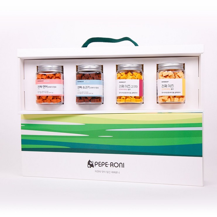 Gift box 페페로니 진짜 시리즈 4개 SET 연어소고기닭고기치즈, 180g, 1개