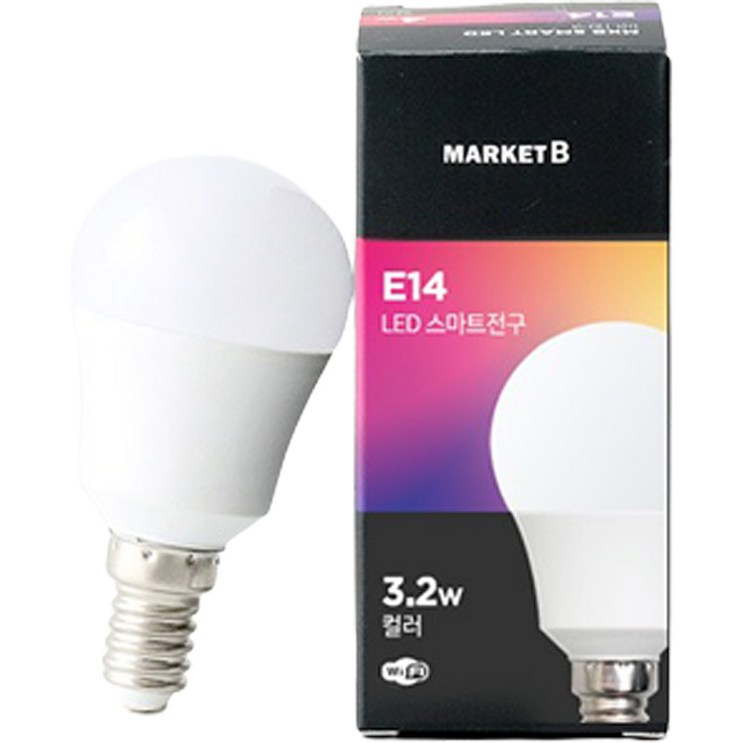 마켓비 E14 LED 블루투스 색상 조절 스마트 전구 3.2W 1732.8520 마켓비 E14 LED 블루투스 색상 조절 스마트 전구 3.2W 1732.8520