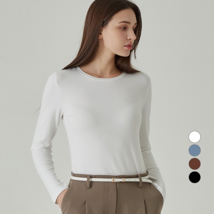 ELLE PARIS 여성 레이온 슬림핏 긴팔 티셔츠 ELLE PARIS 여성 레이온 슬림핏 긴팔 티셔츠