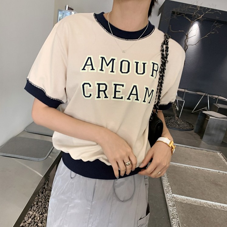 미아마스빈에이몬 배색 티셔츠