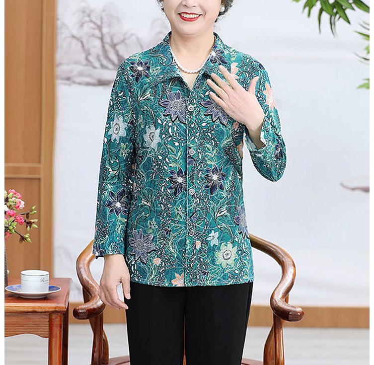 마켓에이 여성용  PIUM 플라워 패턴 미시 스타일 블라우스