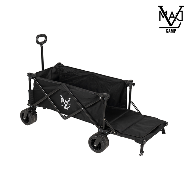 매드캠프 캠핑 웨건 장축 뒷문오픈 광폭타이어 왜건 원터치브레이크, 1개, 블랙