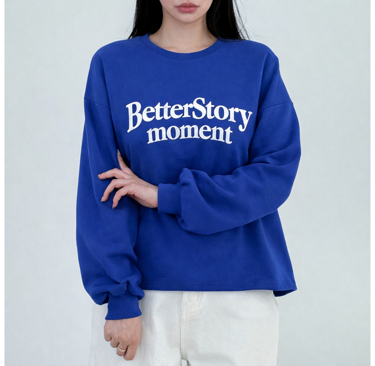 베러 레터링 패치 배색 루즈핏 맨투맨 티셔츠